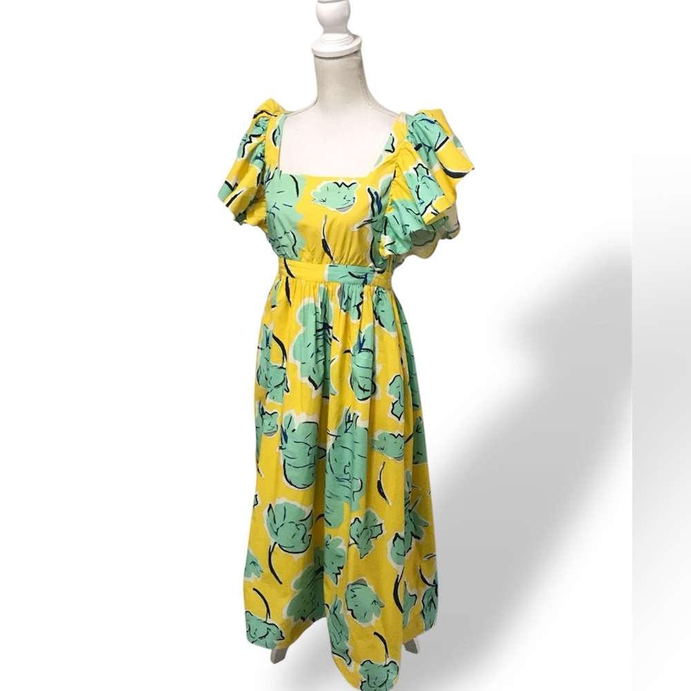 Garrie B Yellow Maxi Dress with Mint Floral Print